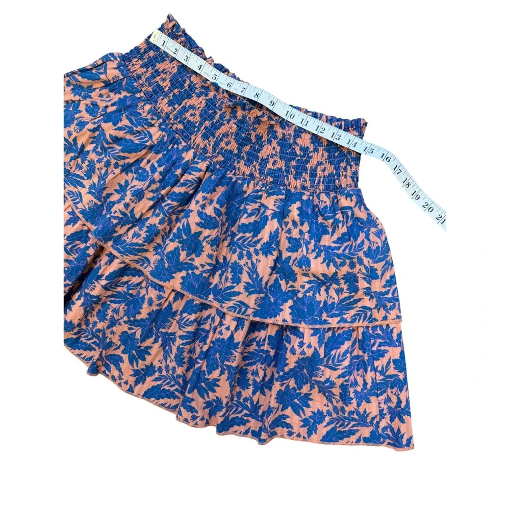 Floral Skirt Womens L Pink Blue Boho Feminine Cottagecore Flowy Prairie Vacation